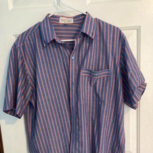 striped red and blue estilo rio button up shirt short sleeves